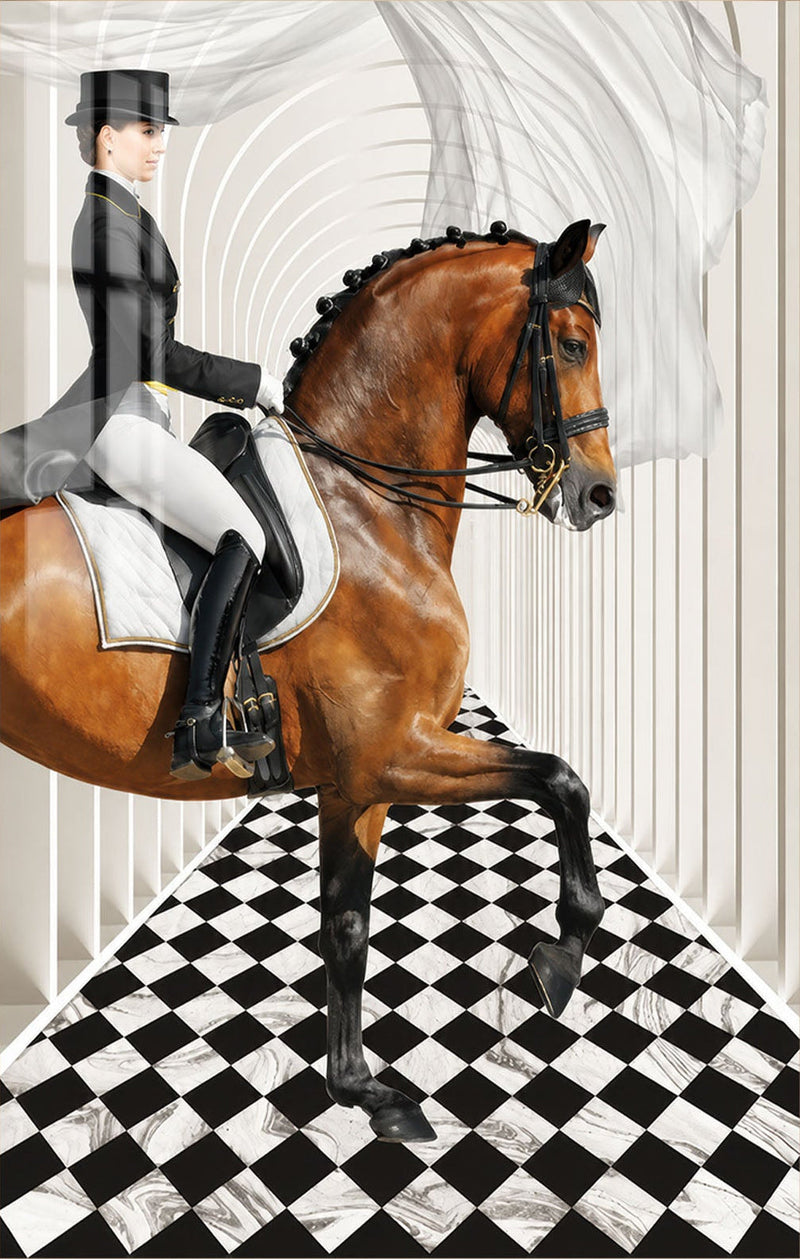 Modern Dressage Glass Wall Art
