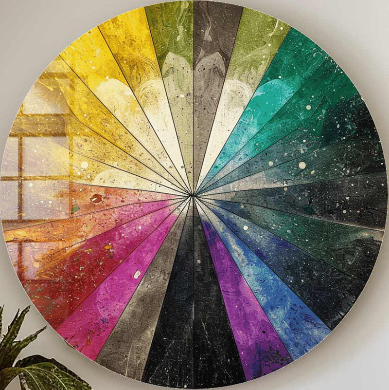 Colourful Slices - Rounded Glass Wall Art