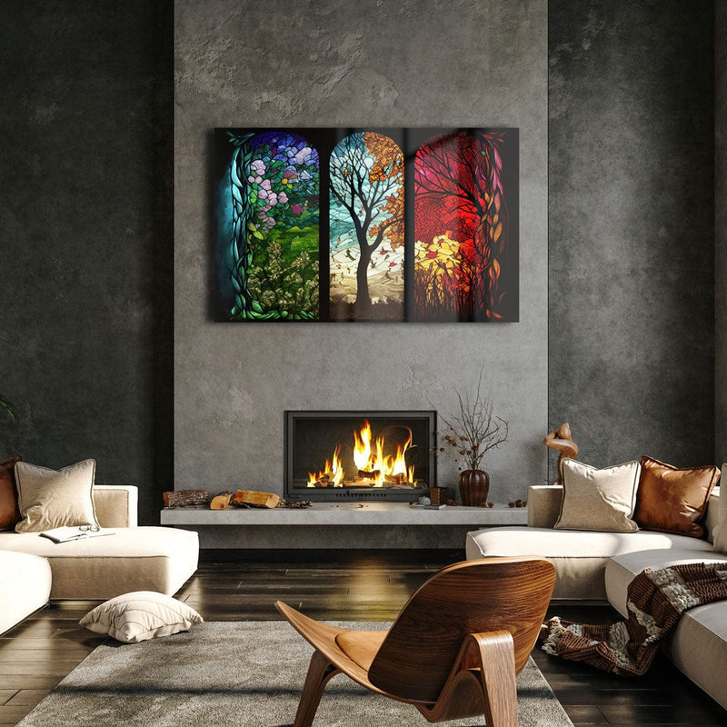 Artronauts Glass Print Seasons Stained Glass Effect