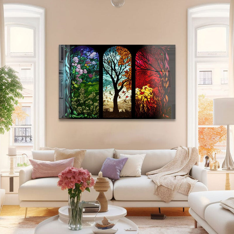 Artronauts Glass Print Seasons Stained Glass Effect