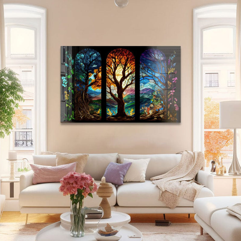 Artronauts Glass Print Magical Forest Stained Glass Effect