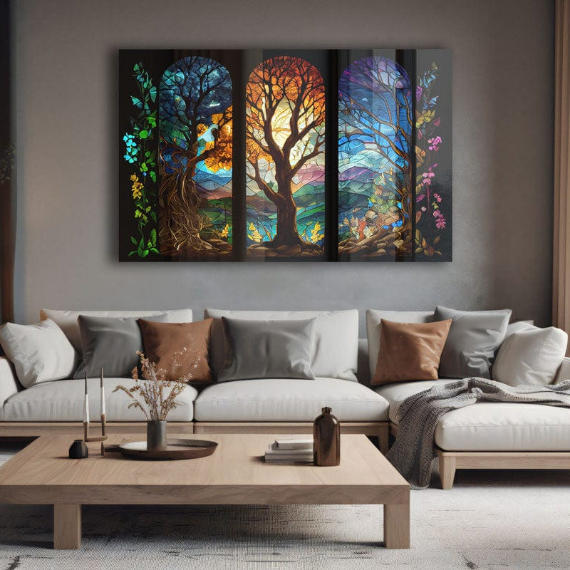 Artronauts Glass Print Magical Forest Stained Glass Effect
