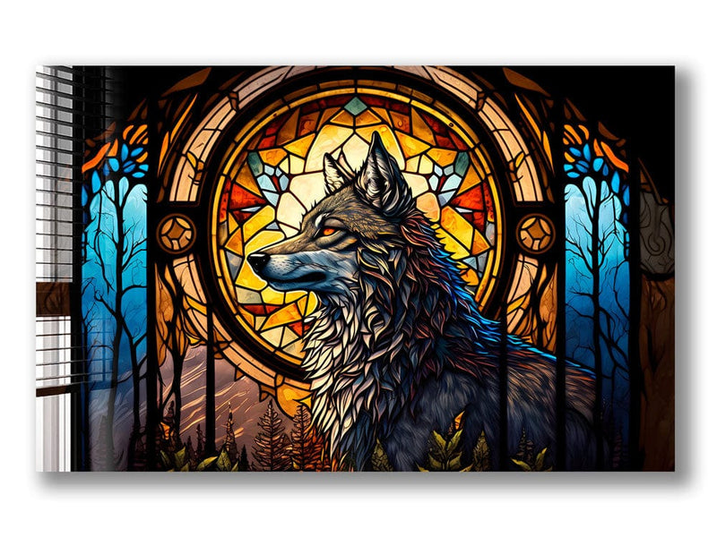 Artronauts Glass Print Wolf Stained Glass Effect