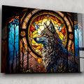 Artronauts Glass Print Wolf Stained Glass Effect