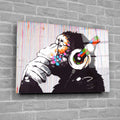 Artronauts Art Glass Print Music And Monkey - Banksy