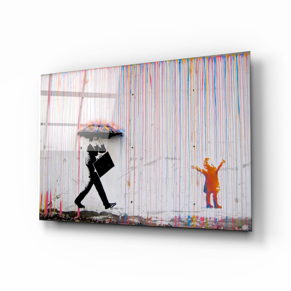 Artronauts Art Glass Print Banksy Rainbow Rain