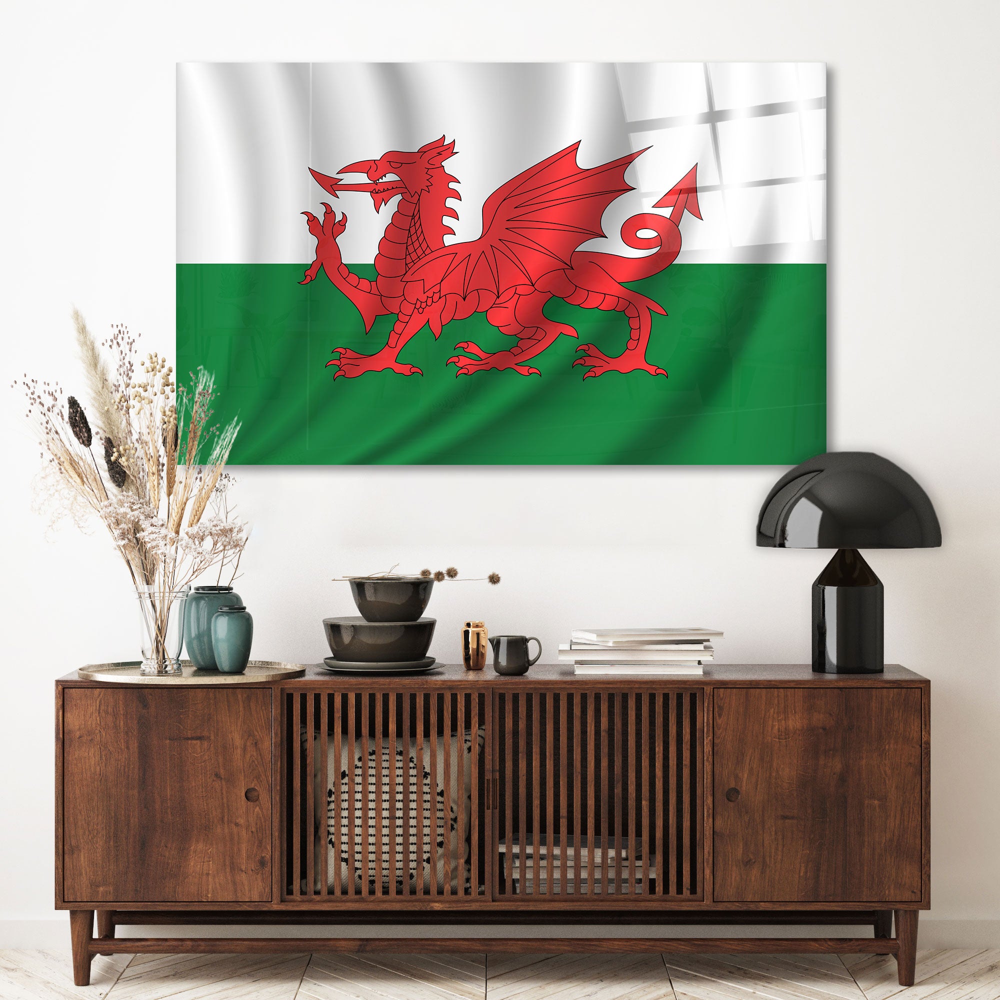 Welsh Dragon Glass Print Wall Art