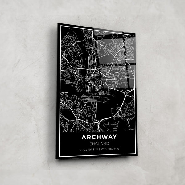 Archway Map Glass Wall Art