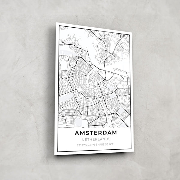 Amsterdam Map Glass Art