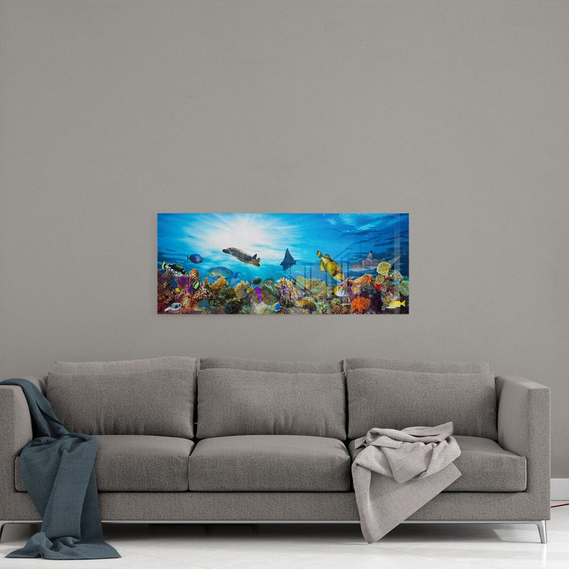 Artronauts Glass Print 92x36cm Aqua Panoramic Glass Wall Art