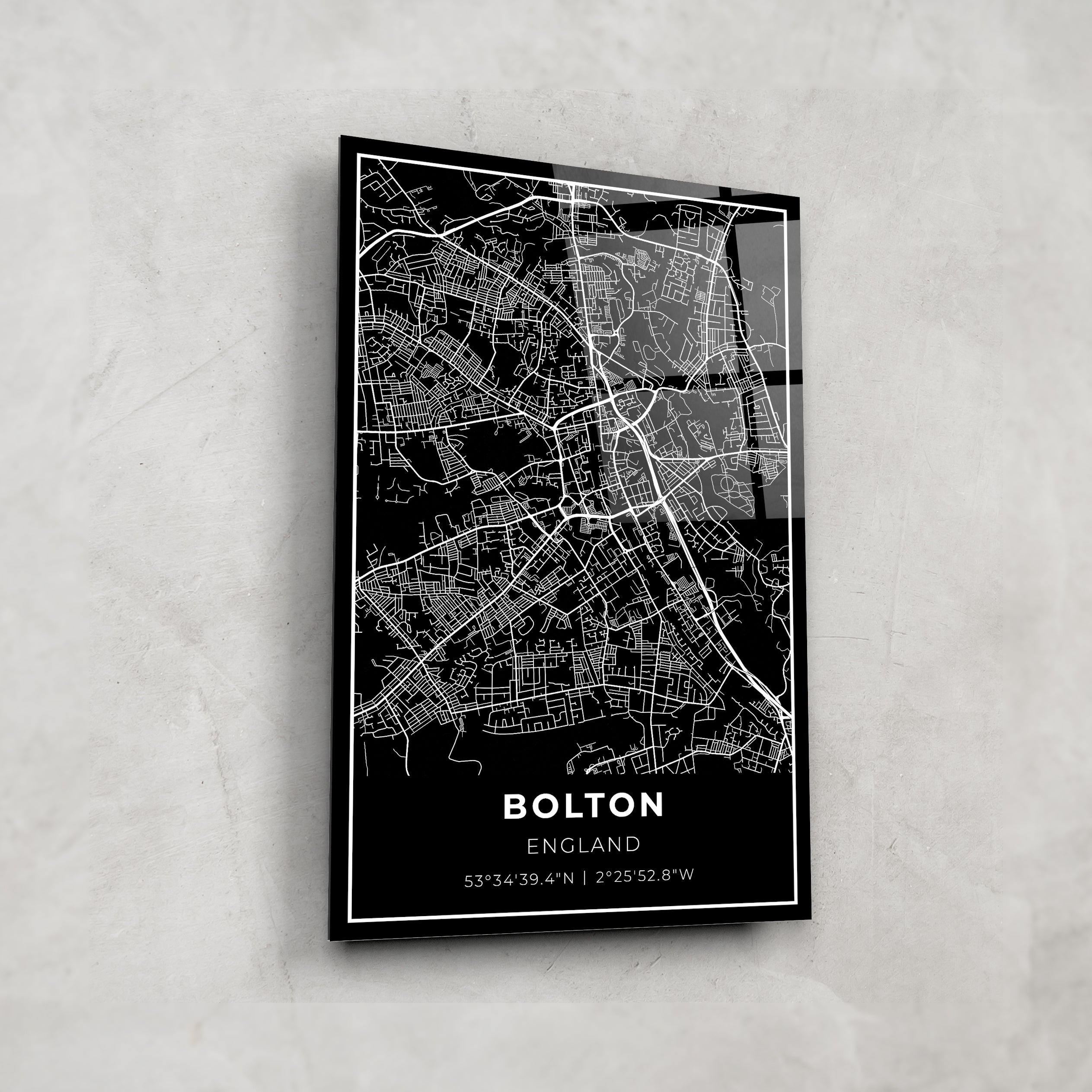 Bolton Map - Glass Wall Art