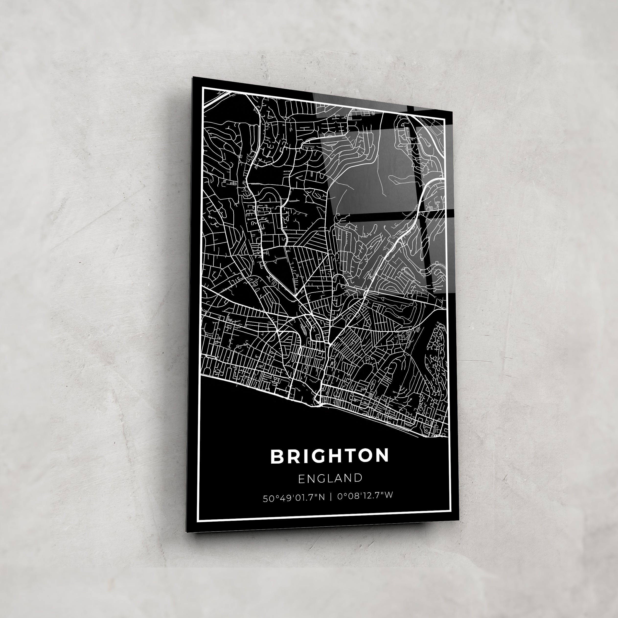 Brighton Map - Glass Wall Art