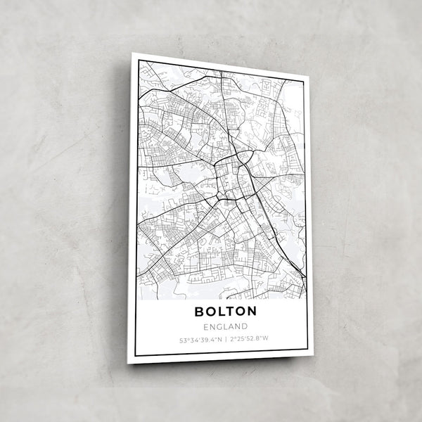 Bolton Map - Glass Wall Art