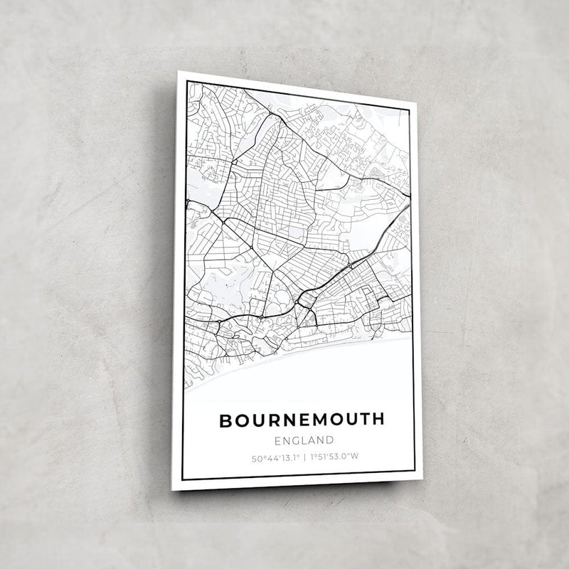 Artronauts Posters, Prints, & Visual Artwork Bournemouth Map - Glass Wall Art