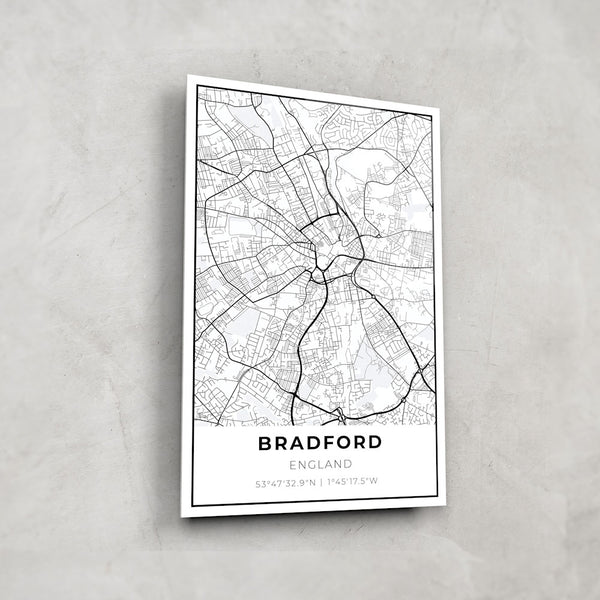 Bradford Map - Glass Wall Art
