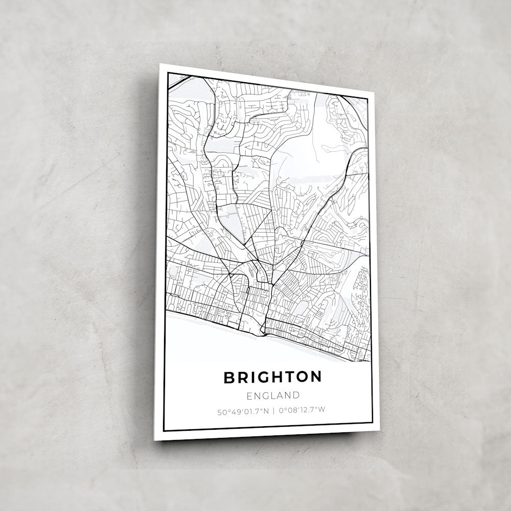 Brighton Map - Glass Wall Art