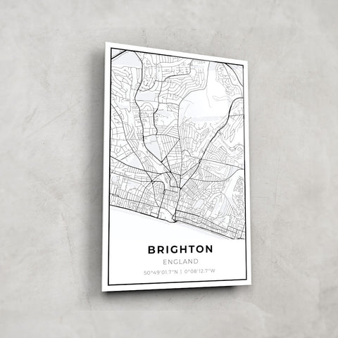 Brighton Map - Glass Wall Art