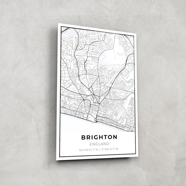 Brighton Map - Glass Wall Art