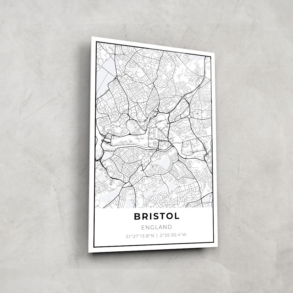 Bristol Map - Glass Wall Art