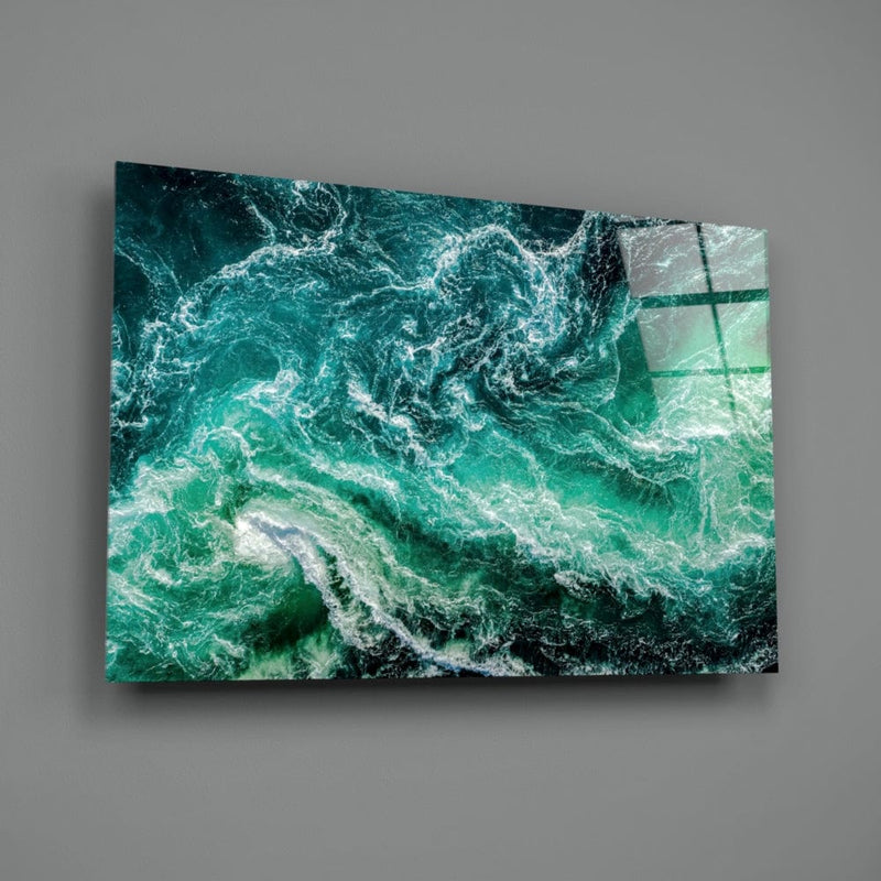 Artronauts Art Glass Print Green Waves