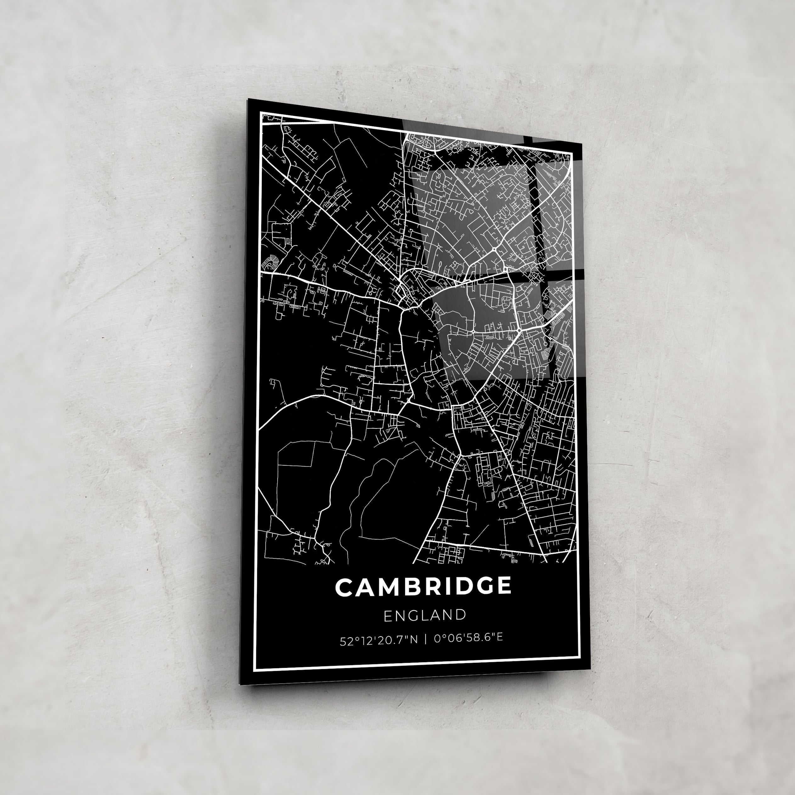 Cambridge Map - Glass Wall Art