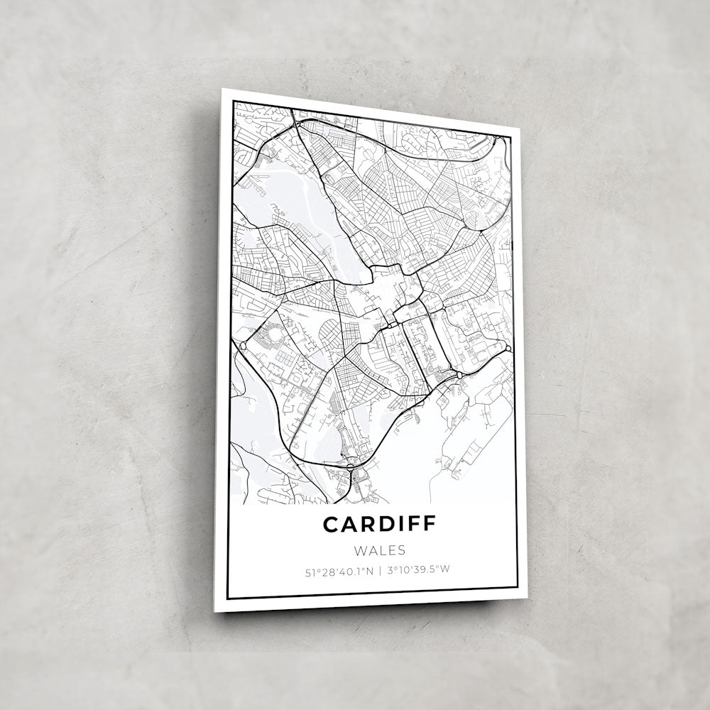 Cardiff Map - Glass Wall Art