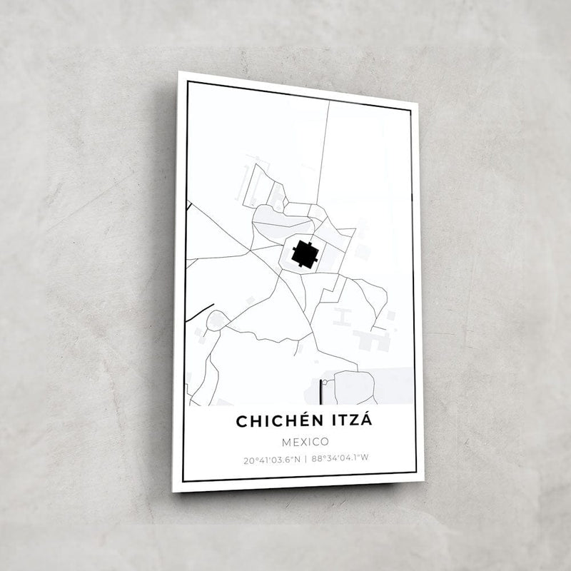 Artronauts Posters, Prints, & Visual Artwork Chichen Itza Map - Glass Wall Art