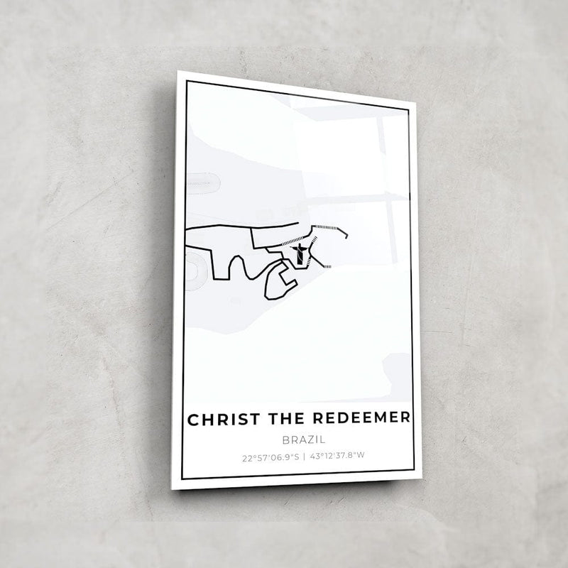 Artronauts Posters, Prints, & Visual Artwork Christ The Redeemer Map - Glass Wall Art