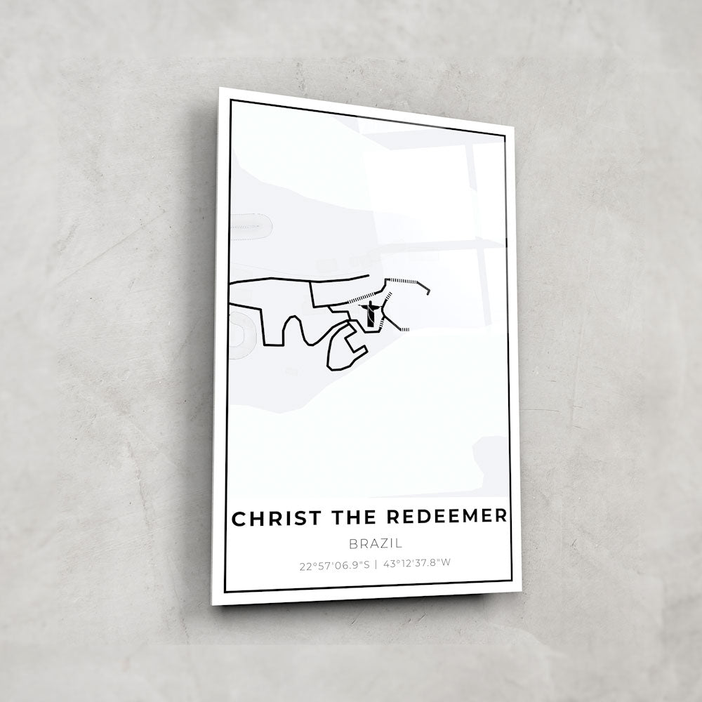Christ The Redeemer Map - Glass Wall Art