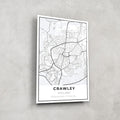 Artronauts Posters, Prints, & Visual Artwork Crawley Map - Glass Wall Art