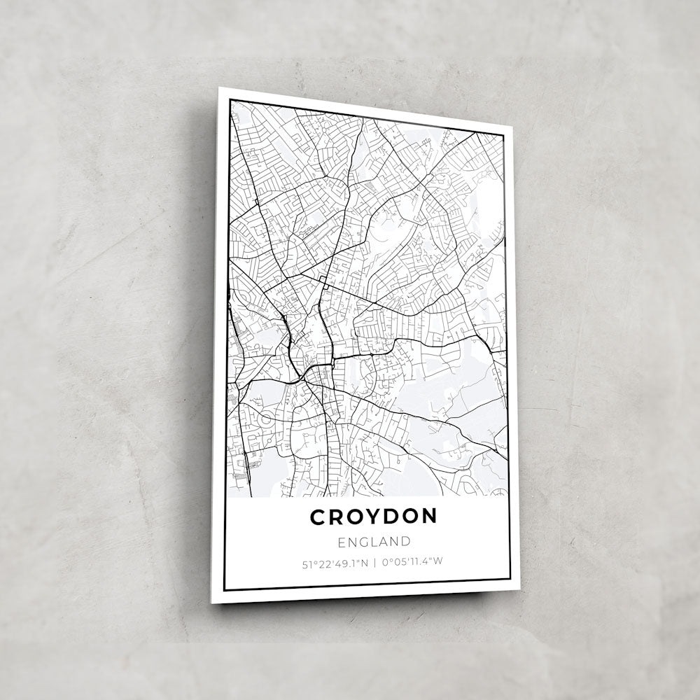 Croydon Map - Glass Wall Art