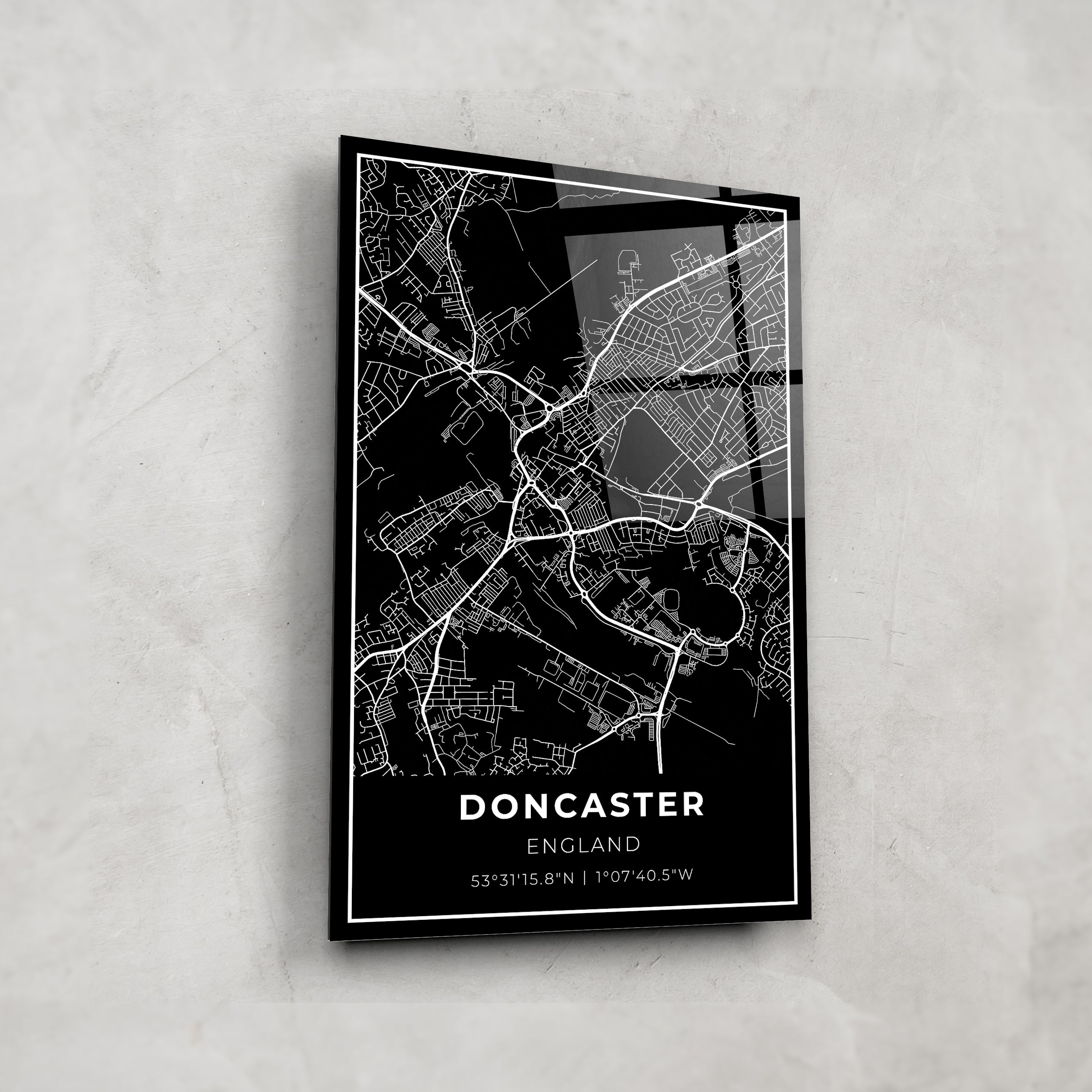 Doncaster Map Glass Art - Glass Wall Art