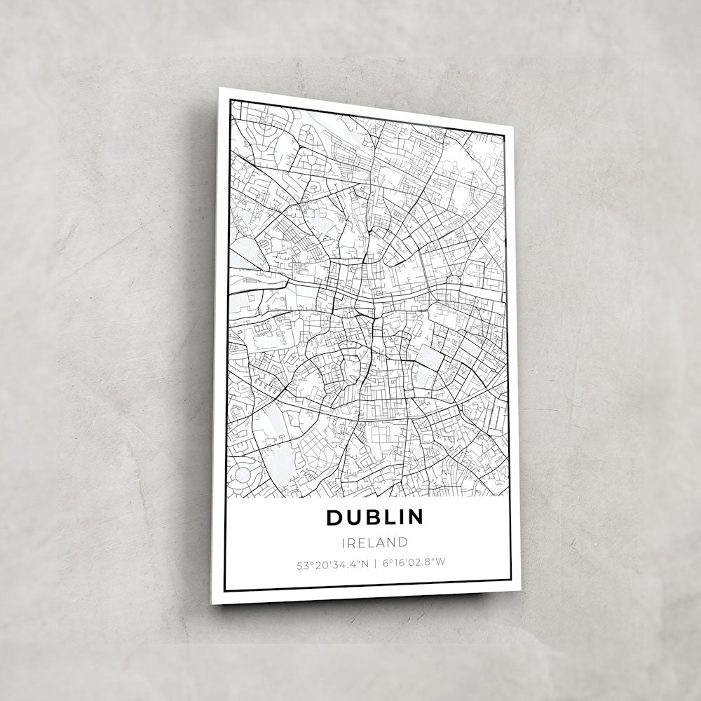 Dublin Map - Glass Wall Art