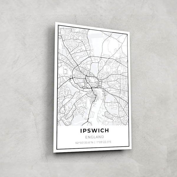 Ipswich Map - Glass Art