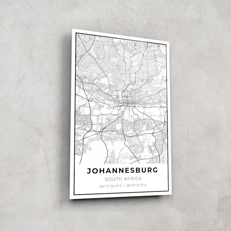 Artronauts Posters, Prints, & Visual Artwork Johannesburg Map - Glass Art