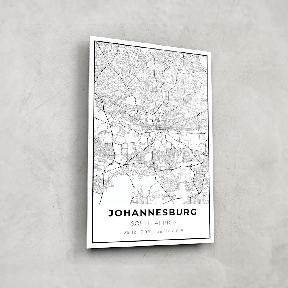 Johannesburg Map - Glass Art