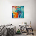 Artronauts Art Glass Print Abstract Blue & Orange - Square