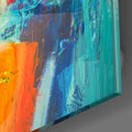 Artronauts Art Glass Print Abstract Blue & Orange - Square