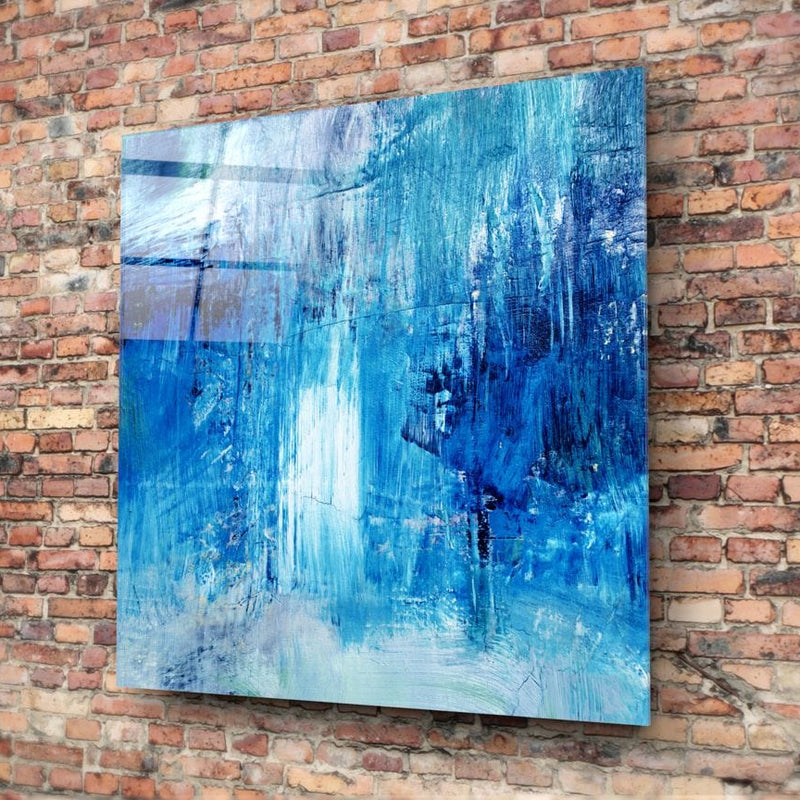 Artronauts Art Glass Print Blue Abstract Square