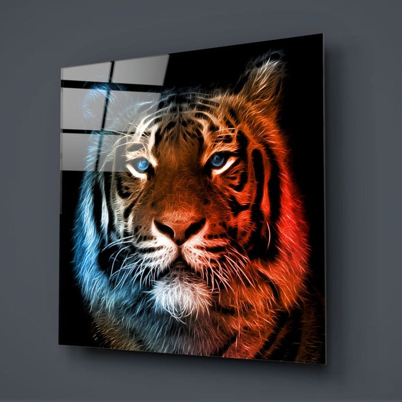 Artronauts Art Glass Print Blue Red Tiger