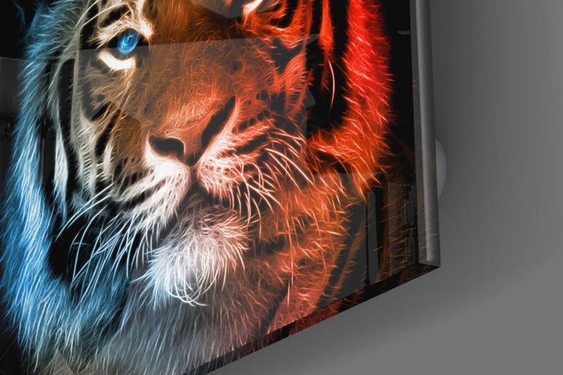Artronauts Art Glass Print Blue Red Tiger