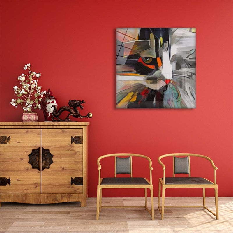 Artronauts Art Glass Print Cat Abstract