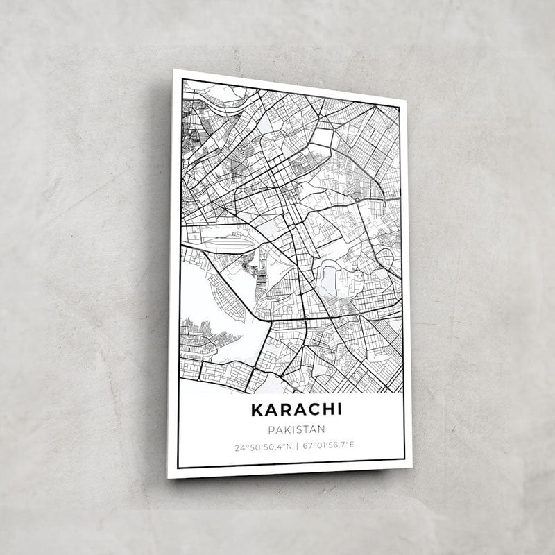 Artronauts Posters, Prints, & Visual Artwork Karachi Map - Glass Wall Art