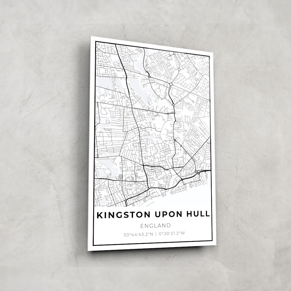 Kingston-upon-Hull Map - Glass Wall Art