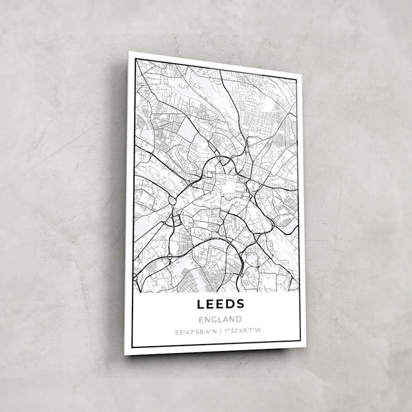 Leeds Map - Glass Wall Art