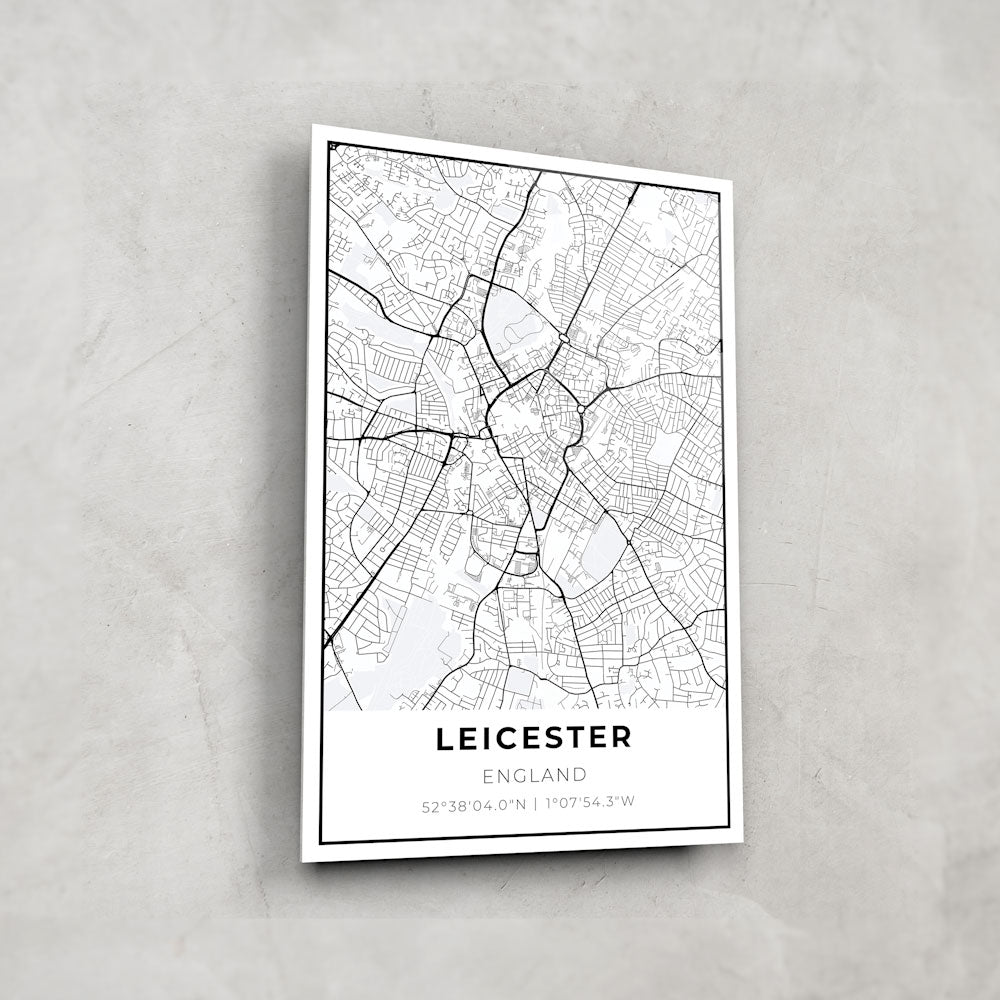 Leicester Map - Glass Wall Art