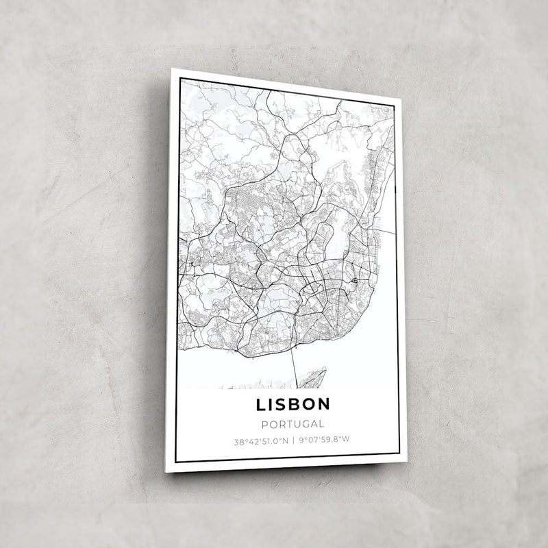 Artronauts Posters, Prints, & Visual Artwork Lisbon Map - Glass Wall Art