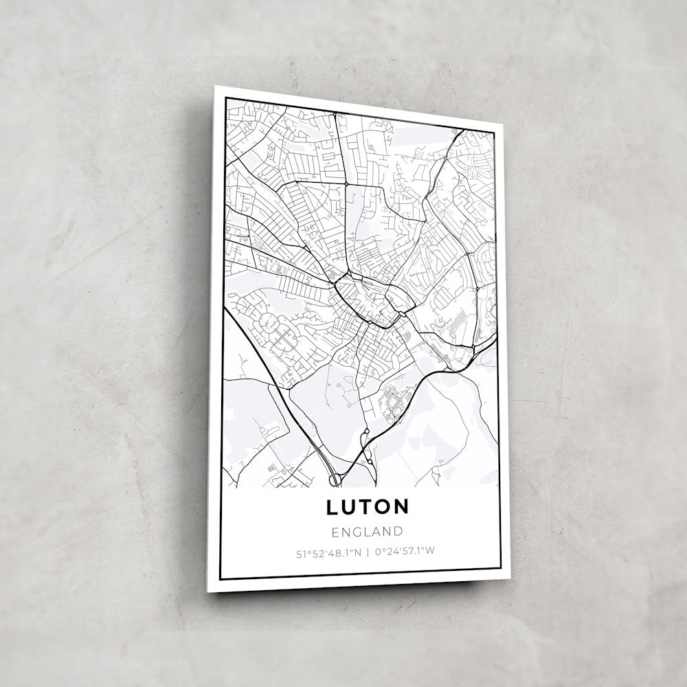 Luton Map - Glass Wall Art