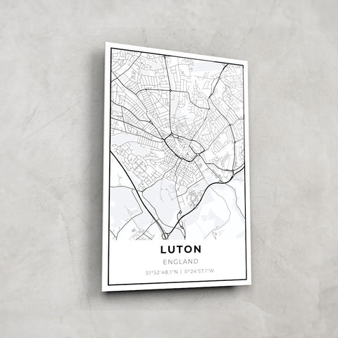 Luton Map - Glass Wall Art
