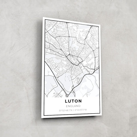Artronauts Posters, Prints, & Visual Artwork Luton Map - Glass Wall Art